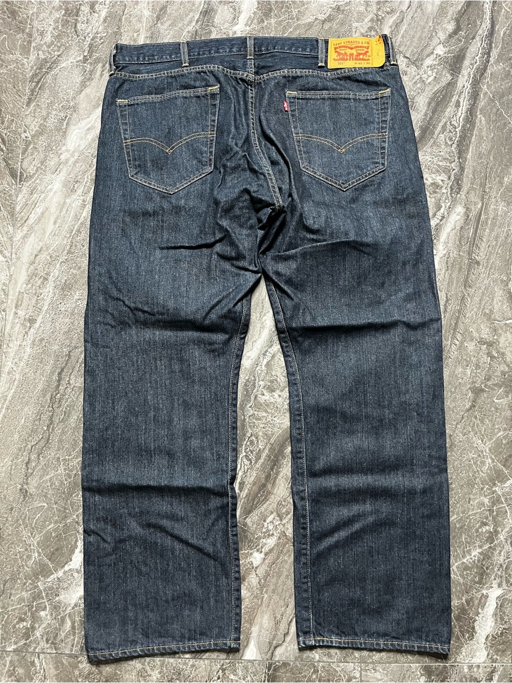 Levis 501 Original Fit Straight Leg Jeans Mens 40x30 Dark Blue Button Fly